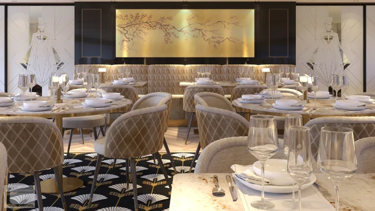 Rendering of a restaurant on S.S. Marlene