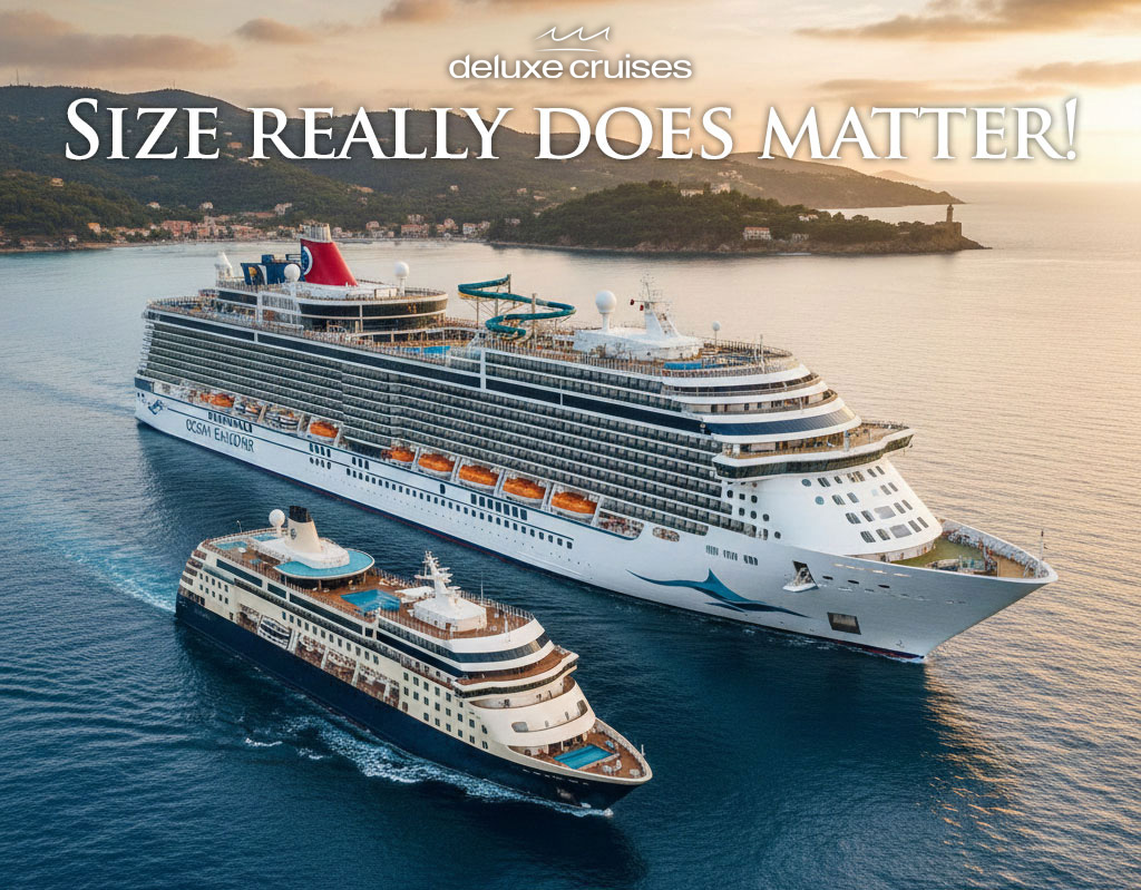 Cruise ship size really does matter. Standard vs. Luxury Comparison at a Glance.