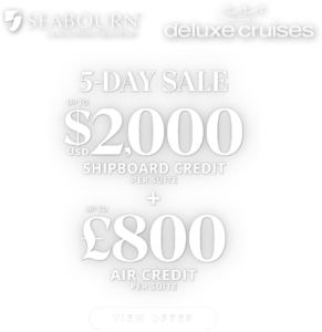 Up to $2,000 USD Shipboard Credit per suite to indulge in spa treatments, fine dining, or shore excursions. Up to £800 Air Credit per suite towards your flights.